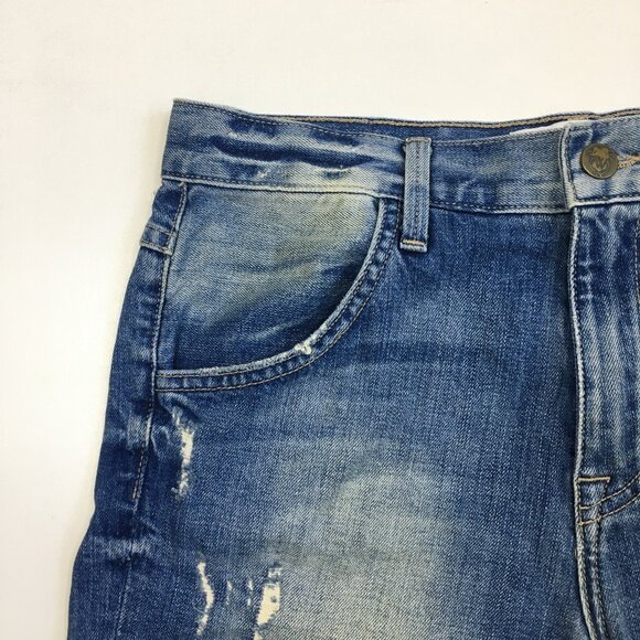 WILDFOX Logo Hardware Bijoux Boyfriend Short Fallen Wash Distressed Denim Shorts - Picture 6 of 10